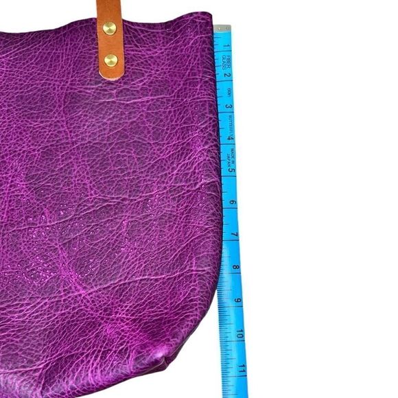 Custom Tote in Grape Bison With Tan Handles - Picture 7 of 9